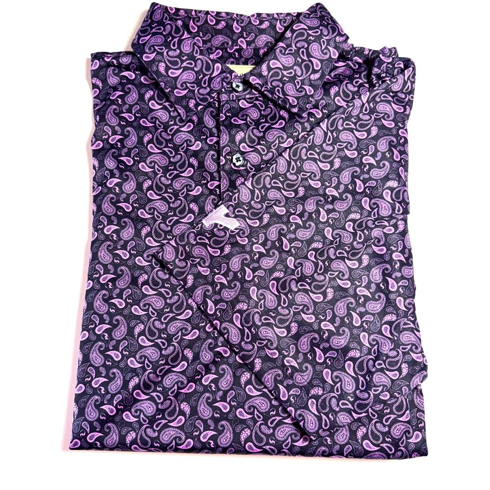 Donald Ross Mens Polo M Golf Polo Sportswear Purple Paisley